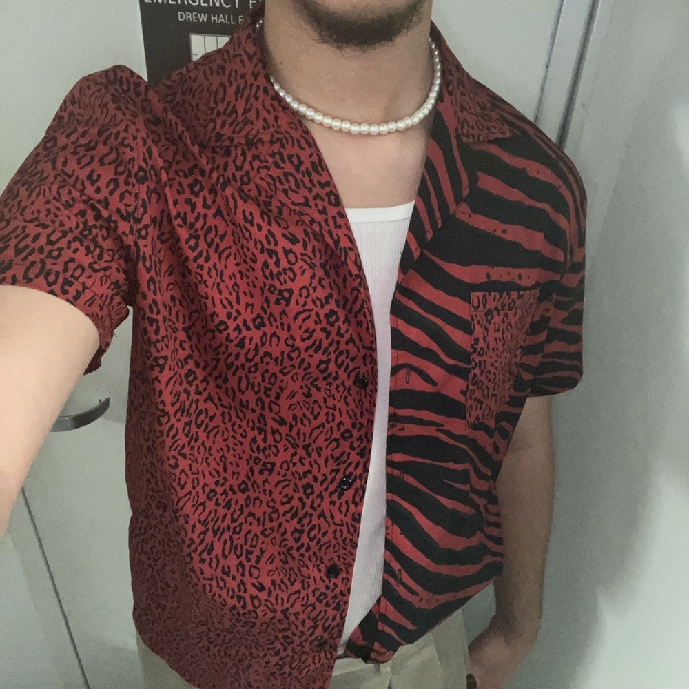 Red Multi-Patterned Button Down - Picture 2 of 4